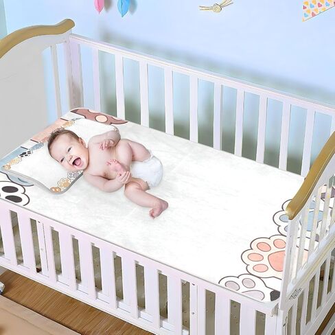 Cartoon Cute Colorful Cat Paws Cooling Baby Fitted Crib Mattress 28" x 52" Ultra Soft Bed Pads for Adults for Kids, Adult in Kuwait