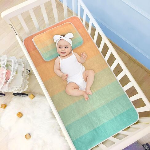 Retro Color Checkered Cooling Baby Mattress Protector Pads 28" x 52" Breathable Crib Padding for Sides for Baby&Toddler in Kuwait