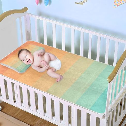 Retro Color Checkered Cooling Baby Mattress Protector Pads 28" x 52" Breathable Crib Padding for Sides for Baby&Toddler in Kuwait