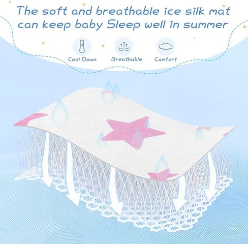 Pink Star Cooling Baby Crib Mattress Topper 28" x 52" Breathable Crib Padding for Baby&Toddler in Kuwait
