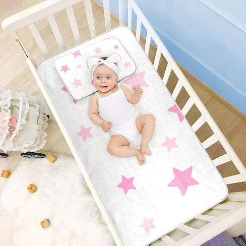 Pink Star Cooling Baby Crib Mattress Topper 28" x 52" Breathable Crib Padding for Baby&Toddler in Kuwait