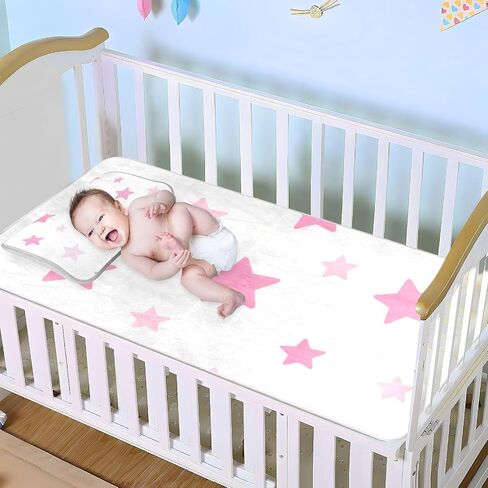 Pink Star Cooling Baby Crib Mattress Topper 28" x 52" Breathable Crib Padding for Baby&Toddler in Kuwait