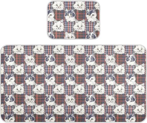 White Cats Red Plaids Cooling Baby Play Mattress 28" x 52" Washable Mattress pad Cover for Baby&Toddler in Kuwait