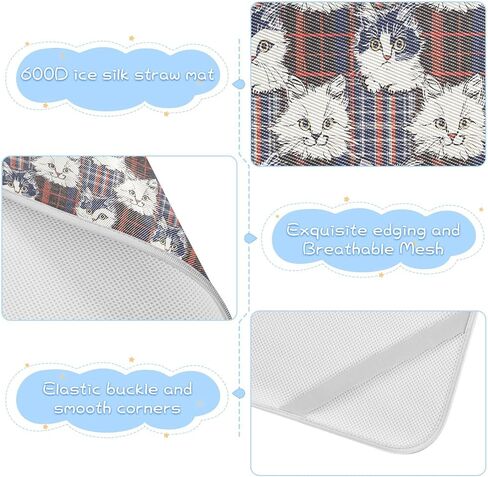 White Cats Red Plaids Cooling Baby Play Mattress 28" x 52" Washable Mattress pad Cover for Baby&Toddler in Kuwait