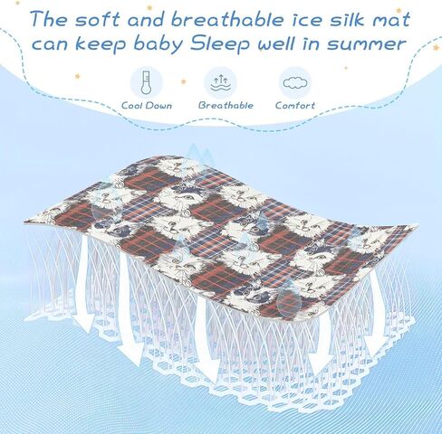 White Cats Red Plaids Cooling Baby Play Mattress 28" x 52" Washable Mattress pad Cover for Baby&Toddler in Kuwait