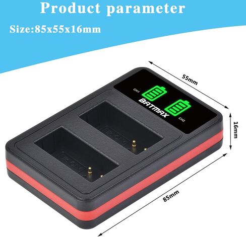 2X 1400mAh DMW-BLC12 Replacement Battery and Charger for Panasonic DMW-BLC12E DMW-BLC12PP - Compatible With Lumix FZ200, FZ1000, G5, G6, G7, GX8, G85, GH2 Cameras in Kuwait