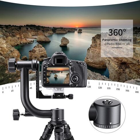 K&F CONCEPT Aluminum Alloy 360 Degree Panoramic Gimbal Tripod Head with 1/4'' Standard Quick Release Plate and Bubble Level,Load Capacity up to 20kg/44lbs | 1/4'' Standard Quick Release Plate, Bubble Level, Load Capacity up to 20kg/44lbs. TG06 in Kuwait