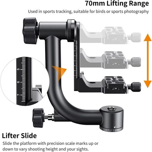 K&F CONCEPT Aluminum Alloy 360 Degree Panoramic Gimbal Tripod Head with 1/4'' Standard Quick Release Plate and Bubble Level,Load Capacity up to 20kg/44lbs | 1/4'' Standard Quick Release Plate, Bubble Level, Load Capacity up to 20kg/44lbs. TG06 in Kuwait