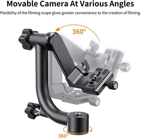 K&F CONCEPT Aluminum Alloy 360 Degree Panoramic Gimbal Tripod Head with 1/4'' Standard Quick Release Plate and Bubble Level,Load Capacity up to 20kg/44lbs | 1/4'' Standard Quick Release Plate, Bubble Level, Load Capacity up to 20kg/44lbs. TG06 in Kuwait