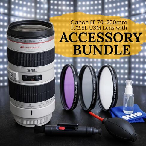 Canon EF 70-200mm F/2.8L USM Lens – Bundle with Manufacturer Accessories, 3-Piece Filter Kit, Lens Pen, Dust Blower & Cleaning Kit (Renewed) in Kuwait