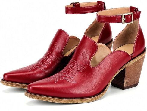 MissHeel Cowgirl Heels with Ankle Strap Women Cowboy Booties for Summer in Kuwait