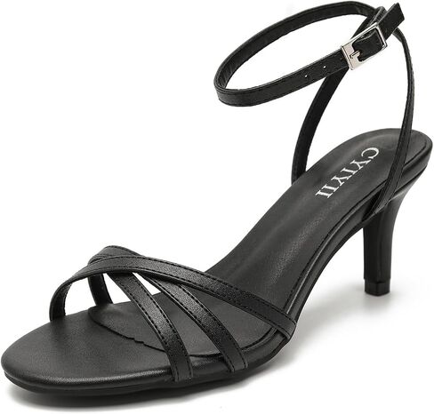 Women's Strappy Kitten Heels Open Toe Dress Sandals | 2.55" Mid Heel, Comfortable Shoes, Adjustable Ankle Strap, Womens Dress Shoes for Wedding Guest, Party, Prom and Cocktail in Kuwait