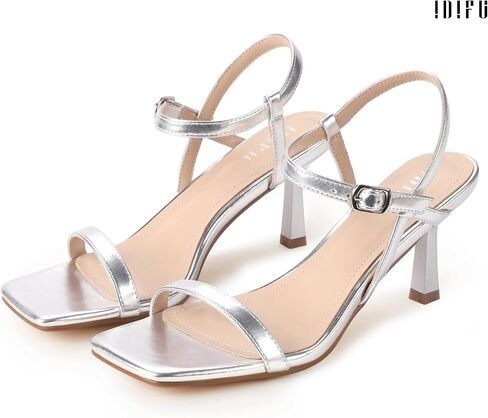 IDIFU IN2 Kitten Heels for Women Square Open Toe Heeled Sandals Dress Shoe | 2.5 Inch Ankle Strap Dressy Sandals Comfortable Party Wedding Daily Wear Heel in Kuwait