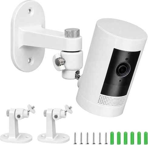 2Pack Camera Wall Mount Bracket for Ring Stick Up Cam Ring Outdoor Cam Plus Indoor Cam,360° Adjustable Wall Bracket with Perfect View Angle for Home Security Camera System (White) in Kuwait