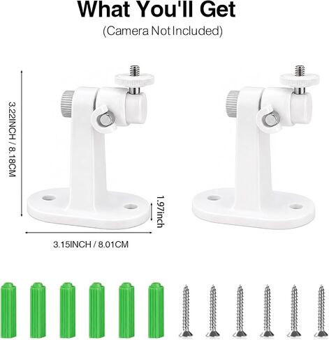 2Pack Camera Wall Mount Bracket for Ring Stick Up Cam Ring Outdoor Cam Plus Indoor Cam,360° Adjustable Wall Bracket with Perfect View Angle for Home Security Camera System (White) in Kuwait