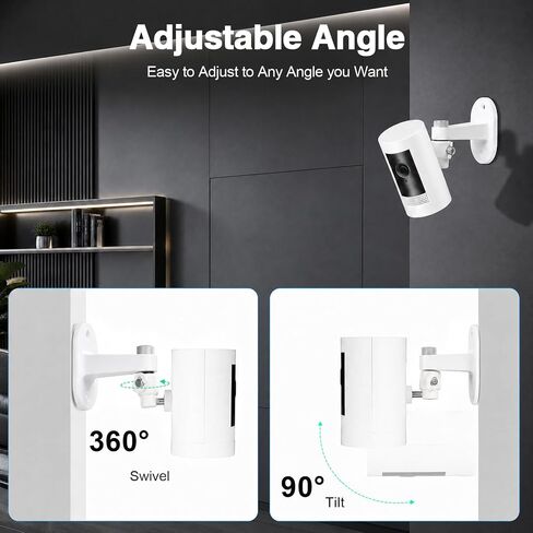 2Pack Camera Wall Mount Bracket for Ring Stick Up Cam Ring Outdoor Cam Plus Indoor Cam,360° Adjustable Wall Bracket with Perfect View Angle for Home Security Camera System (White) in Kuwait