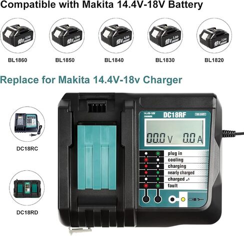 DC18RF Charger Compatible with Makita 14.4V/18V Lithium-ion Battery,3.5A with USB Interface Charging for BL1815 BL1820 BL1830 BL1840B BL1850 BL1860 BL1450 Replacement Charger for DC18RC in Saudi Arabia
