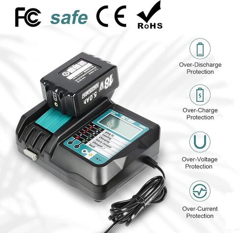 DC18RF Charger Compatible with Makita 14.4V/18V Lithium-ion Battery,3.5A with USB Interface Charging for BL1815 BL1820 BL1830 BL1840B BL1850 BL1860 BL1450 Replacement Charger for DC18RC in Saudi Arabia
