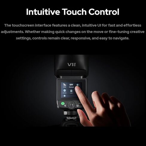 Godox V1 MID O TTL Flash for Olympus Panasonic, Touchscreen Travel Flash | 1.7s Recycle, 650 Full Power Pops, 2W Modeling Lamp, TTL/HSS 1/8000s, V1MID O Lightweight Speedlight Round Head Flash in Kuwait