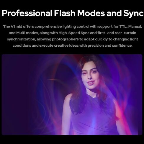 Godox V1 MID O TTL Flash for Olympus Panasonic, Touchscreen Travel Flash | 1.7s Recycle, 650 Full Power Pops, 2W Modeling Lamp, TTL/HSS 1/8000s, V1MID O Lightweight Speedlight Round Head Flash in Kuwait
