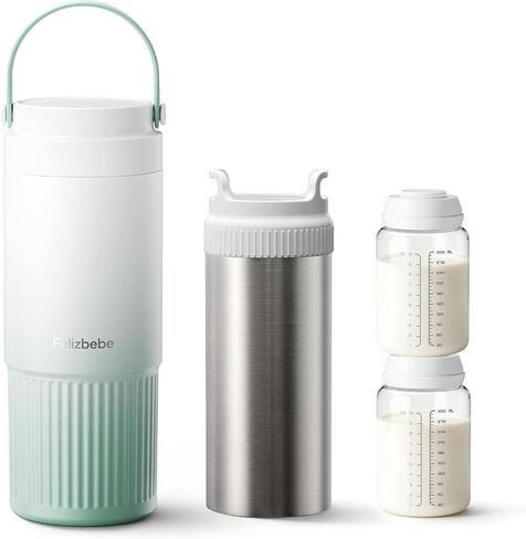 360° Double-Layer 316 Stainless Steel Breast Milk Cooler, 22oz | Breastmilk Cooler & Stainless Steel Chiller, 24H Storage, Leak Proof, 2 Baby Bottles Included for Work & Travel in Kuwait