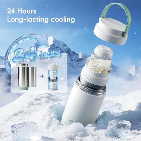 360° Double-Layer 316 Stainless Steel Breast Milk Cooler, 22oz | Breastmilk Cooler & Stainless Steel Chiller, 24H Storage, Leak Proof, 2 Baby Bottles Included for Work & Travel in Kuwait