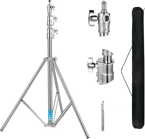 Stainless Steel Heavy Duty Photography Light Stand,9.2ft/2.8m Air Cushioned Studio Lighting Tripod for Speedlight,Strobe,Softbox,Monolight,Reflector in Kuwait