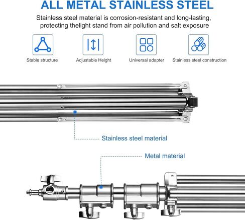 Stainless Steel Heavy Duty Photography Light Stand,9.2ft/2.8m Air Cushioned Studio Lighting Tripod for Speedlight,Strobe,Softbox,Monolight,Reflector in Kuwait