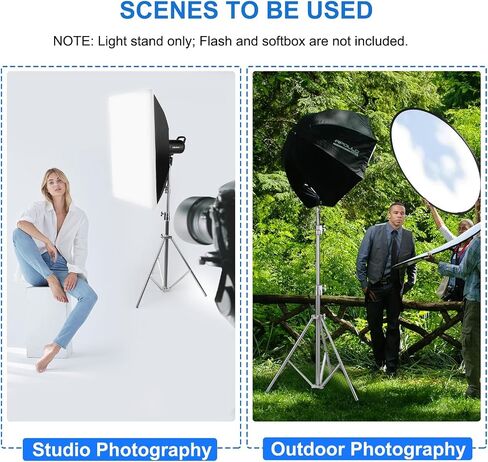 Stainless Steel Heavy Duty Photography Light Stand,9.2ft/2.8m Air Cushioned Studio Lighting Tripod for Speedlight,Strobe,Softbox,Monolight,Reflector in Kuwait