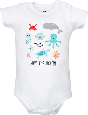 Hudson Baby Infant Boys Cotton Bodysuits 5-Pack, Sea Characters, Newborn in Kuwait