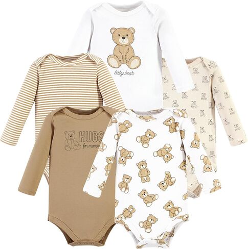 Hudson Baby Basics Unisex Baby Cozy Long Sleeve Bodysuits 5-Pack in Kuwait