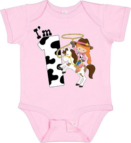 inktastic I'm One-cowgirl Riding Horse Birthday Baby Bodysuit in Kuwait