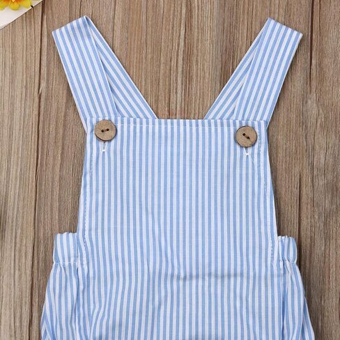 Newborn Baby 1 Piece Summer Romper Baby Girl Boy Solid Color Jumpsuit Sleeveless Backless Overalls Outfits (Blue, 9-12 Months) in Kuwait
