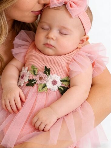 Newborn Baby Girl Summer Rompers Summer Dress Infant Ruffle Sleeveless Clothes with Headband 0-12 Months in Kuwait