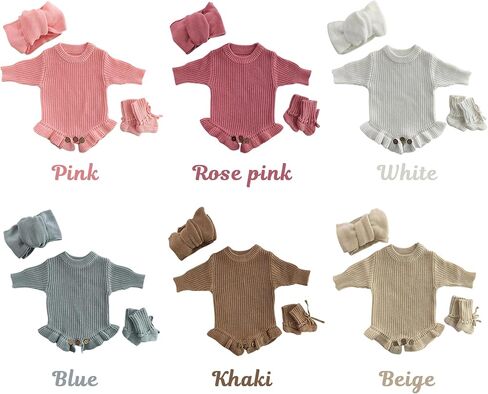 Personalized Embroidered Name Baby Romper Set, Newborn Coming Home Outfit, Knit Cotton Long Sleeve, Baby Girl Gift in Kuwait