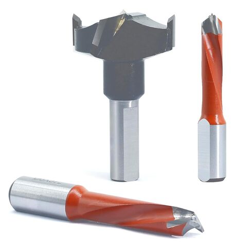 2Pcs*8mm Dia. Brad Point Boring Bit Dowel Drill Bits 57mm Long(L/H) | 10mm Shank Left Hand Carbide Tipped for Hinge and Screw,Matched Replacement Bits for Hinge Boring Machine in Kuwait