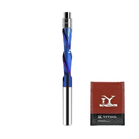 No More Bearing Pop-Off 1/4" Shank Flush Trim Router Bit - Upcut Spiral Design with Top Bearing for MDF Plywood Hardwood, 1-1/8" CL, 3" OVL in Kuwait