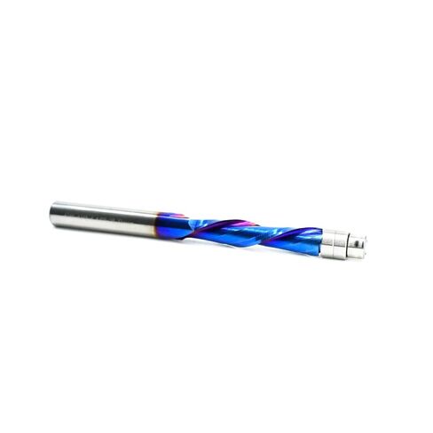 No More Bearing Pop-Off 1/4" Shank Flush Trim Router Bit - Upcut Spiral Design with Top Bearing for MDF Plywood Hardwood, 1-1/8" CL, 3" OVL in Kuwait
