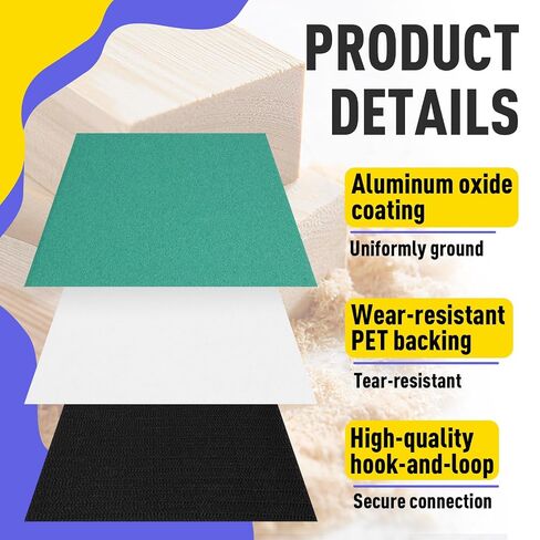 48Pcs 3"x5" Hook and Loop Sanding Sheets with 2Pcs Interface Pads | Compatible with RTS 400 REQ Sander(FSSP42), 80/150/240/320 Grit 12 Sheets Each, Perforated Heavy-Duty Sandpaper in Kuwait