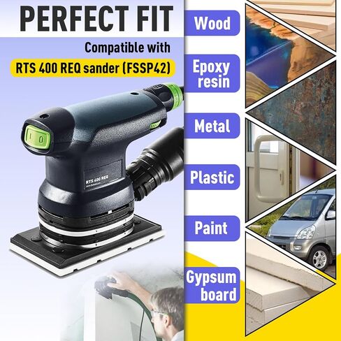 48Pcs 3"x5" Hook and Loop Sanding Sheets with 2Pcs Interface Pads | Compatible with RTS 400 REQ Sander(FSSP42), 80/150/240/320 Grit 12 Sheets Each, Perforated Heavy-Duty Sandpaper in Kuwait