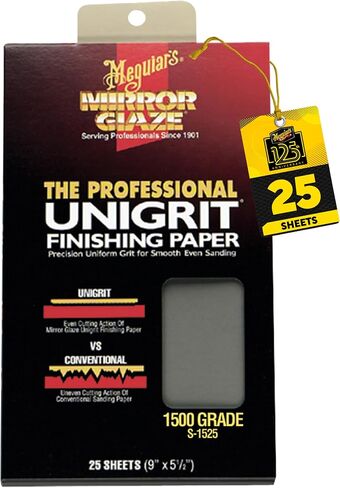 Meguiar's S1525 Mirror Glaze 1500 Grit Unigrit Finishing Paper -25 Sheets in Kuwait