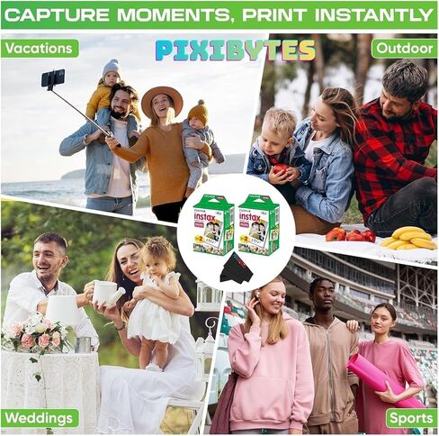 Fujifilm Instax Mini Instant Film for Mini Cameras, White, Credit Card Sized with Free Bonus Cap Keeper - (5 x Twin Pack) in Kuwait