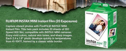 Fujifilm Instax Mini Instant Film for Mini Cameras, White, Credit Card Sized with Free Bonus Cap Keeper - (5 x Twin Pack) in Kuwait