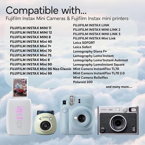 Fujifilm Instax Mini Instant Film for Mini Cameras, White, Credit Card Sized with Free Bonus Cap Keeper - (5 x Twin Pack) in Kuwait