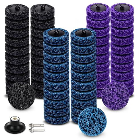 63 Pcs 2 Inch Paint Stripper Discs Set, Strip & Clean Change Sanding Discs, Strip Wheels with 1/4-inch Universal Shank for Drill & Die Grinder, Paint Rust Oxidation Removal, Surface Prep in Kuwait