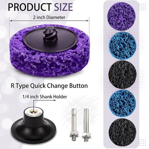 63 Pcs 2 Inch Paint Stripper Discs Set, Strip & Clean Change Sanding Discs, Strip Wheels with 1/4-inch Universal Shank for Drill & Die Grinder, Paint Rust Oxidation Removal, Surface Prep in Kuwait