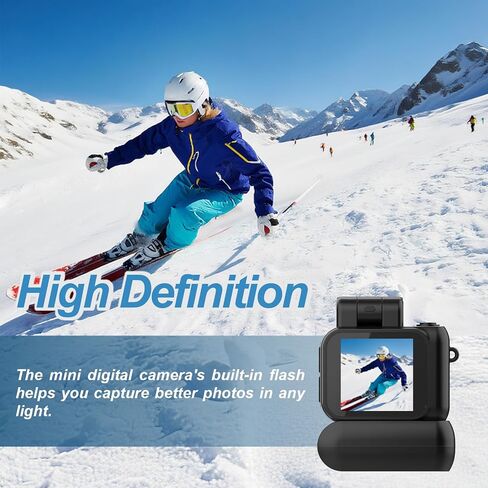 Mini Camera Keychain Mini Retro Camera Cameras Keychain Built-in 32GB Memory Card Best Choice for Travel Vlog Photography Gifts for Girl(Black) in Kuwait