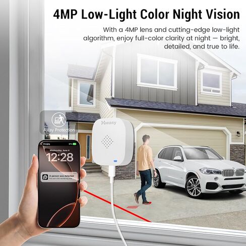 4MP 2.5K Window Camera, No Subscription, AI Human & Vehicle Detection-2Pack | 2.4GHz ＆ 5GHz Dual-Band WiFi, Color Night Vision, 24/7 Recording, 32GB SD Card Included, No Drilling in Kuwait