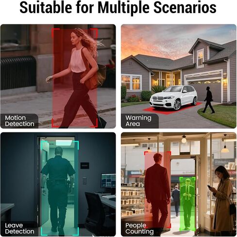 4MP 2.5K Window Camera, No Subscription, AI Human & Vehicle Detection-2Pack | 2.4GHz ＆ 5GHz Dual-Band WiFi, Color Night Vision, 24/7 Recording, 32GB SD Card Included, No Drilling in Kuwait