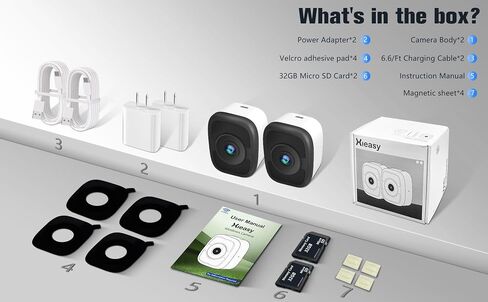 4MP 2.5K Window Camera, No Subscription, AI Human & Vehicle Detection-2Pack | 2.4GHz ＆ 5GHz Dual-Band WiFi, Color Night Vision, 24/7 Recording, 32GB SD Card Included, No Drilling in Kuwait